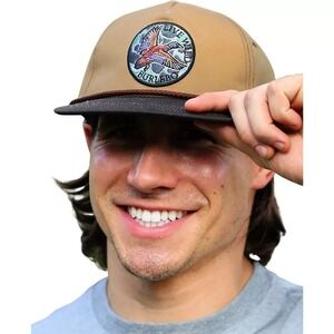 Burlebo Hat Mens Brown Waxed Canvas Camo Patch Snapback Cap Live Wild Duck Cap